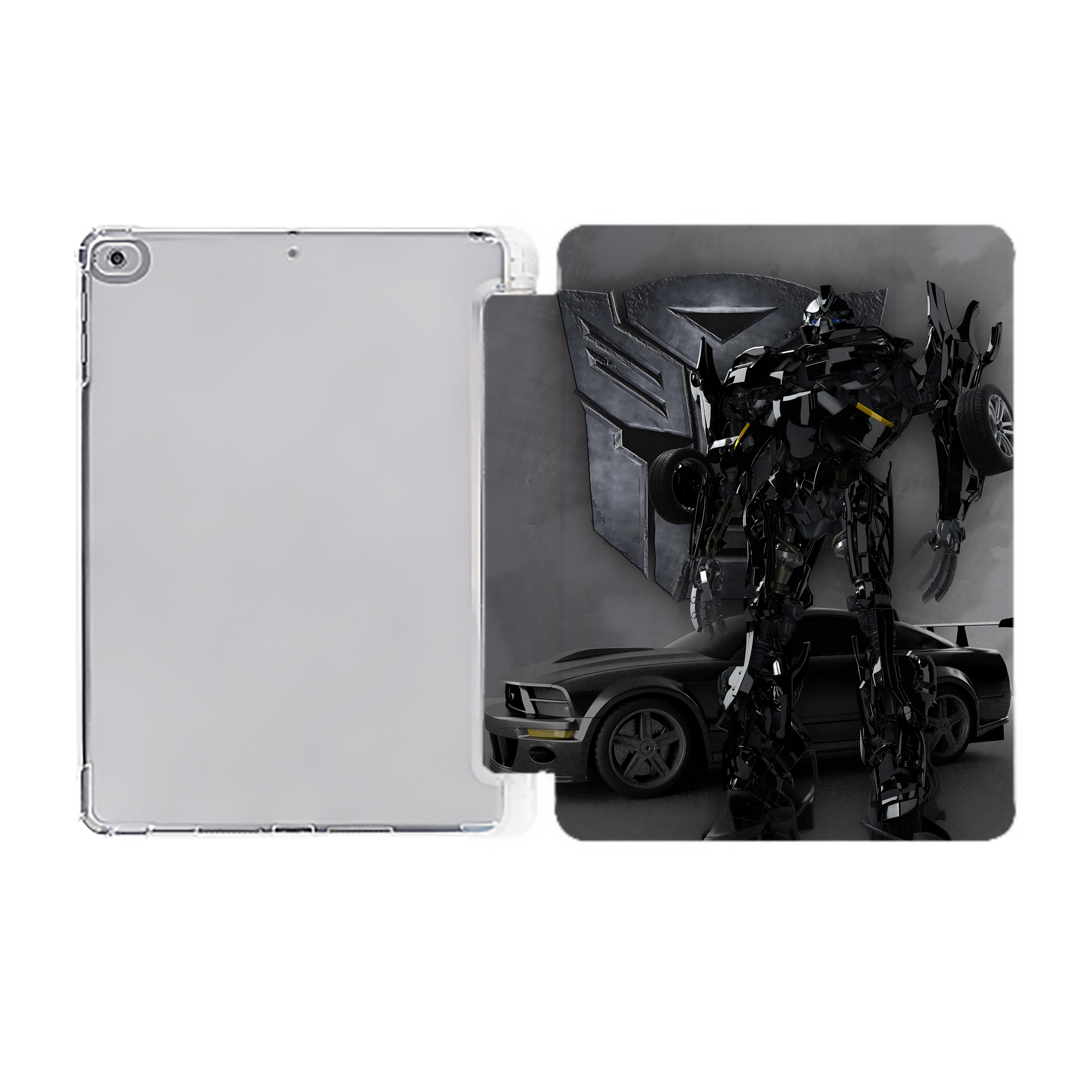 （画像用） Transformers トランスフォーマー IPad ケース ペン収納付き 三つ折りスタンド PUレザー×シリコン 対応機種9.5/10.5/10.9インチ